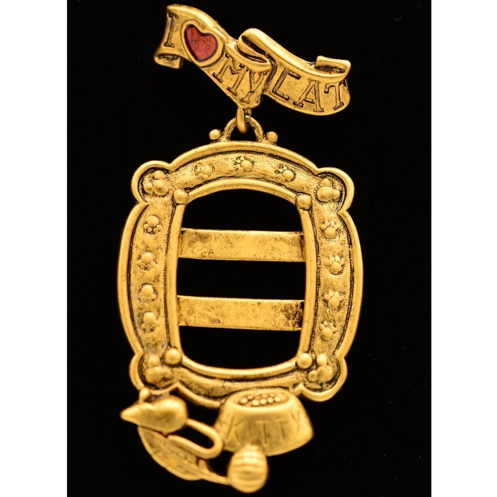 Danecraft Vintage I Love My Cat Pin Brooch Kitty Picture Frame NOS 1980s BinA10